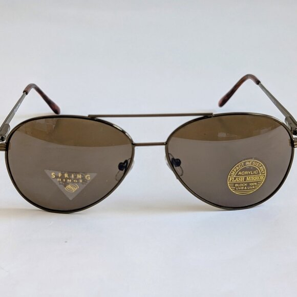 NWT Vintage 90's Aviator Metal Double Bridge Sport Sunglasses (S. Brown) - Picture 1 of 5